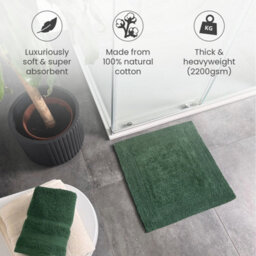 Allure Bath Fashions Elegance Reversible Heavyweight Square Bath Mat - Dark Green - thumbnail 6