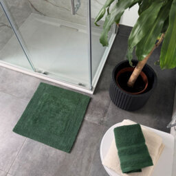 Allure Bath Fashions Elegance Reversible Heavyweight Square Bath Mat - Dark Green - thumbnail 3