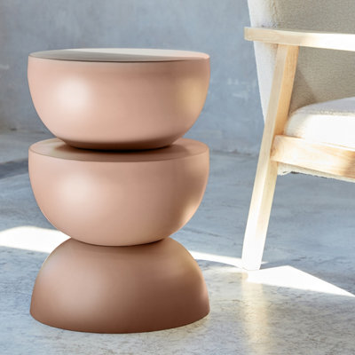 Sweeek - Side Table End Table Bedside Table Metal Diam.32 X H46.5Cm Nude 32X32X46.5 Cm - Coumba - image 1