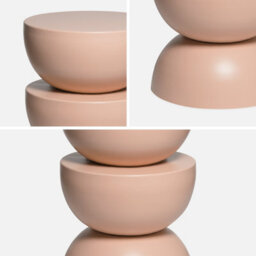Sweeek - Side Table End Table Bedside Table Metal Diam.32 X H46.5Cm Nude 32X32X46.5 Cm - Coumba - thumbnail 2