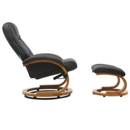 Living And Home Swivel Recliner And Footstool Set Pu Leather Upholstered Reclining Chair Armchair Lounger Chair With Ottoman,black - thumbnail 4