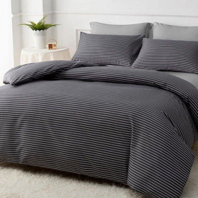 Lazzaro Pinstripe Premium Microfiber Super King Duvet Cover Sets Ultrasoft Breathable Duvet Cover Set With Zipper Closure - image 1