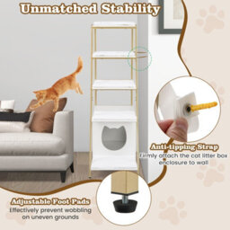 Costway Large Cat Litter Box Enclosure 2-In-1 Hidden Cat Washroom Furniture - thumbnail 8