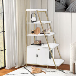 Costway Large Cat Litter Box Enclosure 2-In-1 Hidden Cat Washroom Furniture - thumbnail 5
