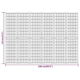 Walplus Folding 6 Panel Japanese Style Room Divider 240 By 170 Centimetres White - thumbnail 7