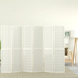 Walplus Folding 6 Panel Japanese Style Room Divider 240 By 170 Centimetres White