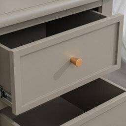 Melody Maison Pair Of Scalloped 3 Drawer Bedside Tables - Staunton Taupe Range - thumbnail 6