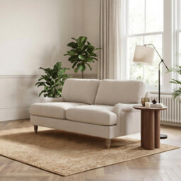 Furniturebox Uk Bernie Beige Chenille Fabric 2 Seater Sofa - thumbnail 3