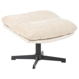 Beliani Swivel Armchair Tovik With Footstool Chenille Light Beige - thumbnail 8