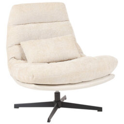 Beliani Swivel Armchair Tovik With Footstool Chenille Light Beige - thumbnail 4