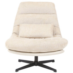 Beliani Swivel Armchair Tovik With Footstool Chenille Light Beige - thumbnail 5