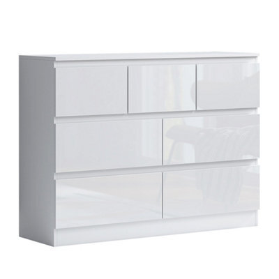 Eco Living Carlton Gloss White Chest Of Drawers 7 Drawer Merchant - image 1