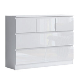 Eco Living Carlton Gloss White Chest Of Drawers 7 Drawer Merchant - thumbnail 1