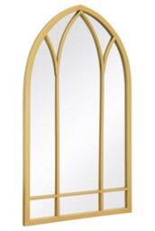 "Mirroroutlet Window Arcus - Gold Metal Framed Arched Wall Mirror 32"" X 19"" (83Cm X 48Cm)" - thumbnail 4