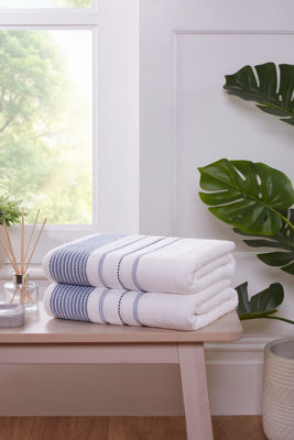 Rapport Home Dakota Stripe Cotton Bath Towels Set Of 2 (Blue) - image 1