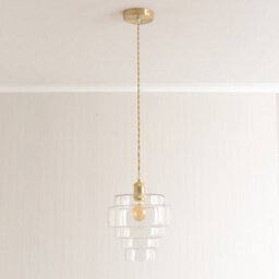 Valuelights Lane Clear Glass 5 Tier Layer Shade Brushed Gold Single Ceiling Pendant Light - thumbnail 2