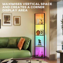 Homcom Modern Rgb Led Lamp With Shelves And Remote Control For Living Room - thumbnail 6