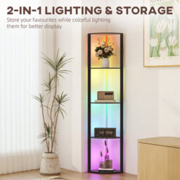 Homcom Modern Rgb Led Lamp With Shelves And Remote Control For Living Room - thumbnail 5