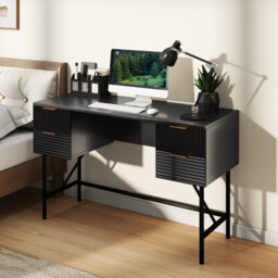 Costway Home Office Desk Computer Desk Writing Table Pc Workstation W/ 4 Drawers-Black - thumbnail 5
