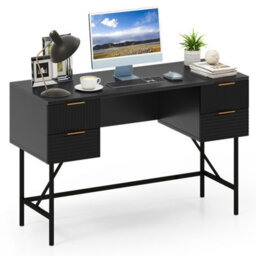 Costway Home Office Desk Computer Desk Writing Table Pc Workstation W/ 4 Drawers-Black - thumbnail 1