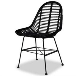 Berkfield Dining Chairs 4 Pcs Black Natural Rattan - thumbnail 3
