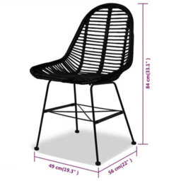 Berkfield Dining Chairs 4 Pcs Black Natural Rattan - thumbnail 5