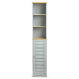 Grey Slim Tallboy Tall Bathroom Storage Cabinet 6 Internal Shelves - thumbnail 4