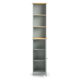 Grey Slim Tallboy Tall Bathroom Storage Cabinet 6 Internal Shelves - thumbnail 3