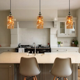 Long Life Lamps Company Vintage Gold Twisted Cylinder Glass Ceiling Pendant Lamp M0230 - thumbnail 8