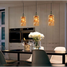 Long Life Lamps Company Vintage Gold Twisted Cylinder Glass Ceiling Pendant Lamp M0230 - thumbnail 9