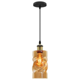Long Life Lamps Company Vintage Gold Twisted Cylinder Glass Ceiling Pendant Lamp M0230 - thumbnail 3