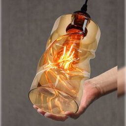 Long Life Lamps Company Vintage Gold Twisted Cylinder Glass Ceiling Pendant Lamp M0230 - thumbnail 6