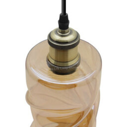 Long Life Lamps Company Vintage Gold Twisted Cylinder Glass Ceiling Pendant Lamp M0230 - thumbnail 4