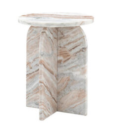 Xample Gallery Amalfi Natural Marble Side Table - 100% Solid Marble With Soft Curved Edges, Fully Assembled, H50 X W40 X D40Cm - thumbnail 6