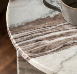 Xample Gallery Amalfi Natural Marble Side Table - 100% Solid Marble With Soft Curved Edges, Fully Assembled, H50 X W40 X D40Cm - thumbnail 2
