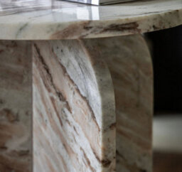 Xample Gallery Amalfi Natural Marble Side Table - 100% Solid Marble With Soft Curved Edges, Fully Assembled, H50 X W40 X D40Cm - thumbnail 3