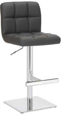 Lamboro Deluxe Allegro Real Leather Kitchen Bar Stool With Adjustable Height & Weighted Base, Charcoal Grey - image 1