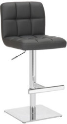 Lamboro Deluxe Allegro Real Leather Kitchen Bar Stool With Adjustable Height & Weighted Base, Charcoal Grey