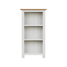 Assembled 3 Tier Oak Veneer Bookcase Linen Cream Storage Rack Display Unit - thumbnail 6