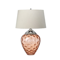 Luminosa Lighting Elstead Samara Table Lamp Metal Work Polished Nickel - Glassware Salmon - thumbnail 2