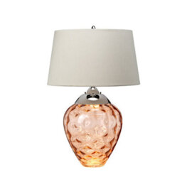 Luminosa Lighting Elstead Samara Table Lamp Metal Work Polished Nickel - Glassware Salmon - thumbnail 1