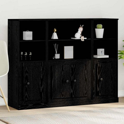 Berkfield Highboard Black Oak 132X35,5X103,5 Cm Engineered Wood - image 1