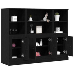 Berkfield Highboard Black Oak 132X35,5X103,5 Cm Engineered Wood - thumbnail 3