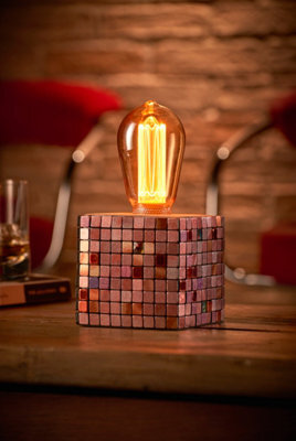 Auraglow Mysa Mosaic Effect Stone Table Desk Lamp - Soho - With Ag547 - image 1
