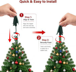 Vivo Technologies Christmas Tree Topper Holder Twist-On Adjustable Treetop Xmas Decor Support - thumbnail 4