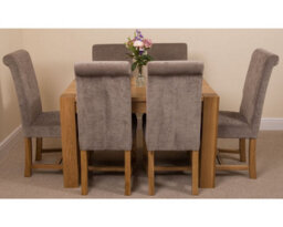 That's Furniture Kuba 125 X 80 Cm Chunky Oak Small Dining Table And 6 Chairs Dining Set With Washington Grey Fabric Chairs - thumbnail 2