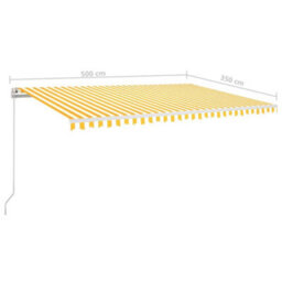 Berkfield Manual Retractable Awning With Led 500X350 Cm Yellow And White - thumbnail 7