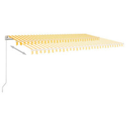 Berkfield Manual Retractable Awning With Led 500X350 Cm Yellow And White - thumbnail 3