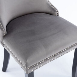 HomeTouch Set Of 4 Lux Velvet Tufted Kitchen Dining Chairs Wing High Back Office Bedroom Chairs Grey - thumbnail 7