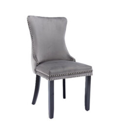HomeTouch Set Of 4 Lux Velvet Tufted Kitchen Dining Chairs Wing High Back Office Bedroom Chairs Grey - thumbnail 4